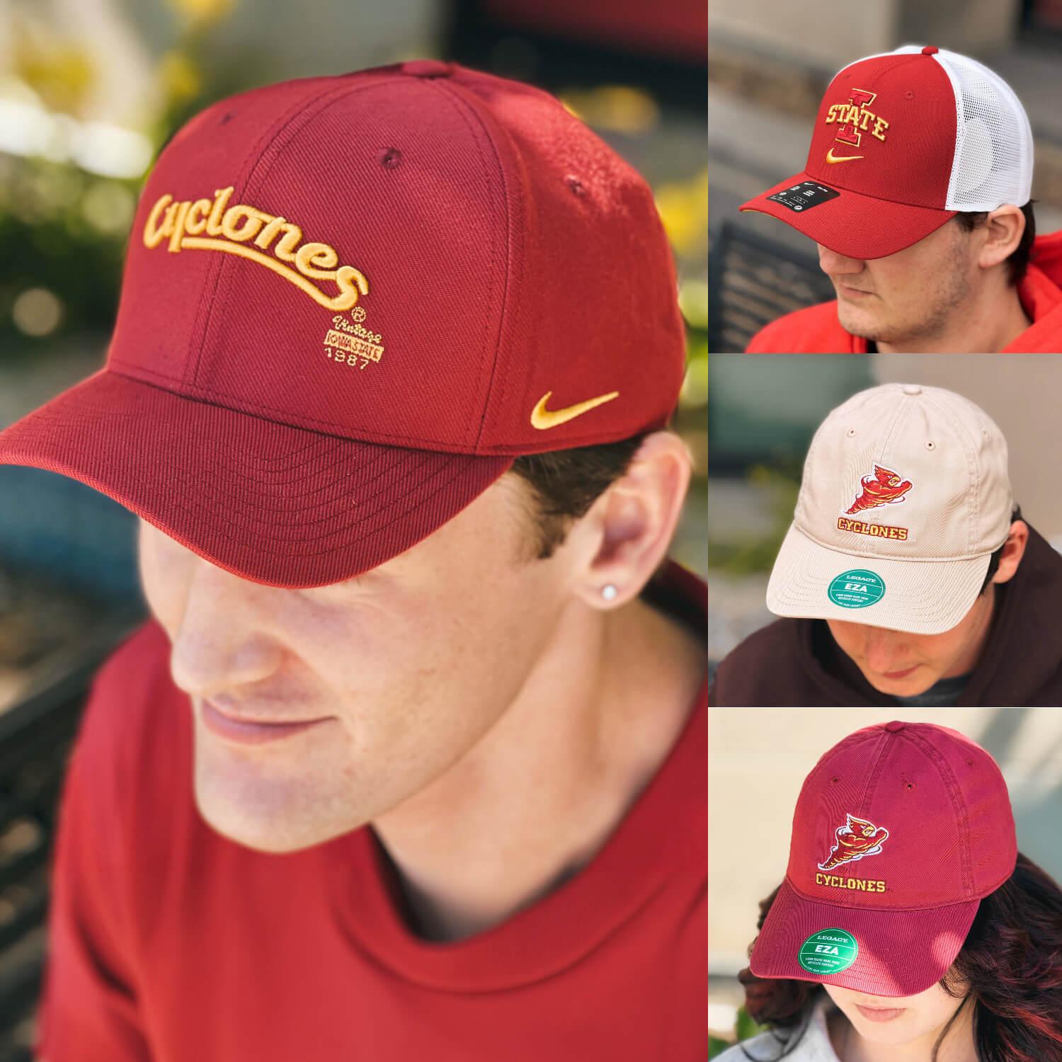 A collage showing select Iowa State Unisex Hats